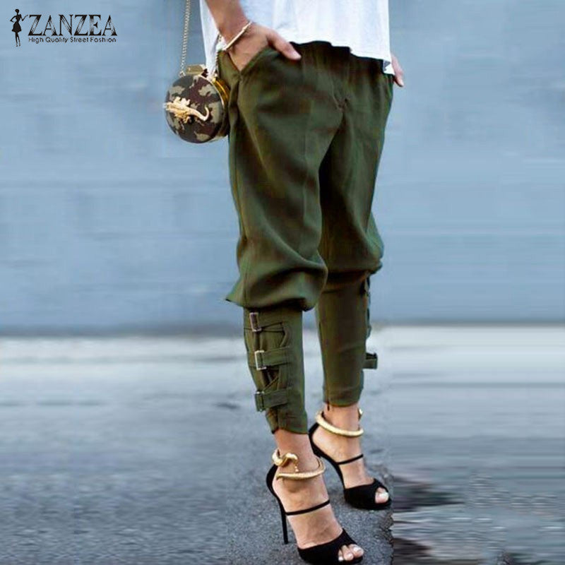 Fashion Harem Pants 2018 Women Trousers Casual Loose Pockets Elastic Waist Pants Leisure Army Green Pants Plus Size S-3XL